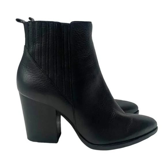 Marc Fisher Boots ALVA 7.5 black leather ankle heeled pointed toe - Picture 2 of 12